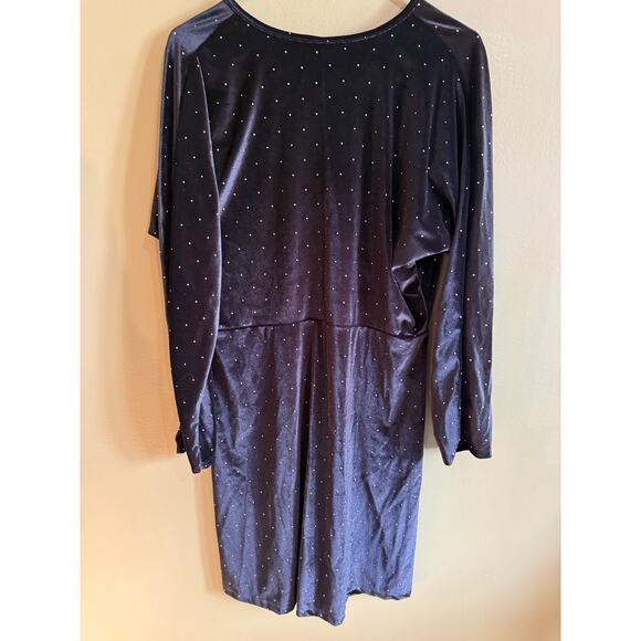 ASOS black velveteen dress gold dot detail women’s XL NWT 12 - Picture 2 of 12